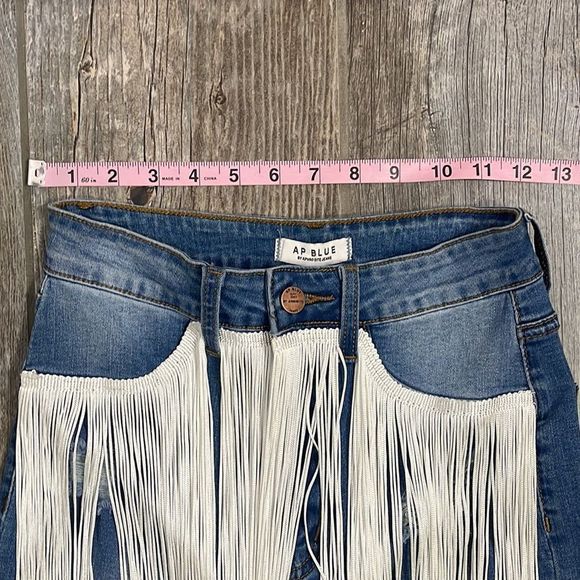 23.  NWT AP BLUE fringe jeans Size: 7 - Picture 3 of 10